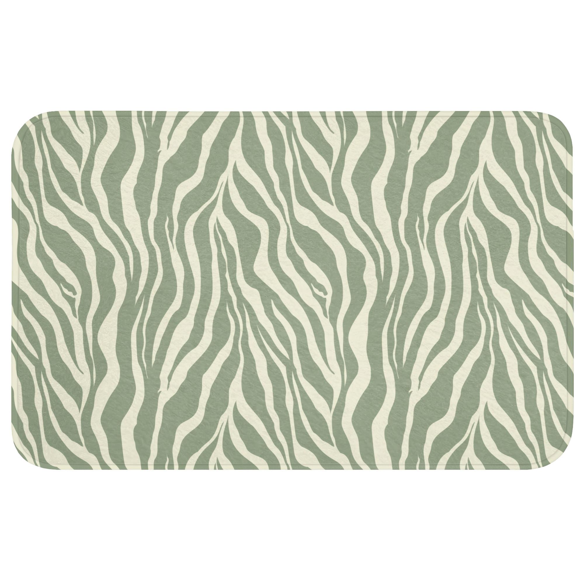 BADEMATTE Zebra - Motiv - Grün Badvorleger 80x50 cm - Salbeigrün, Textil (80/50cm) - OnlyWow
