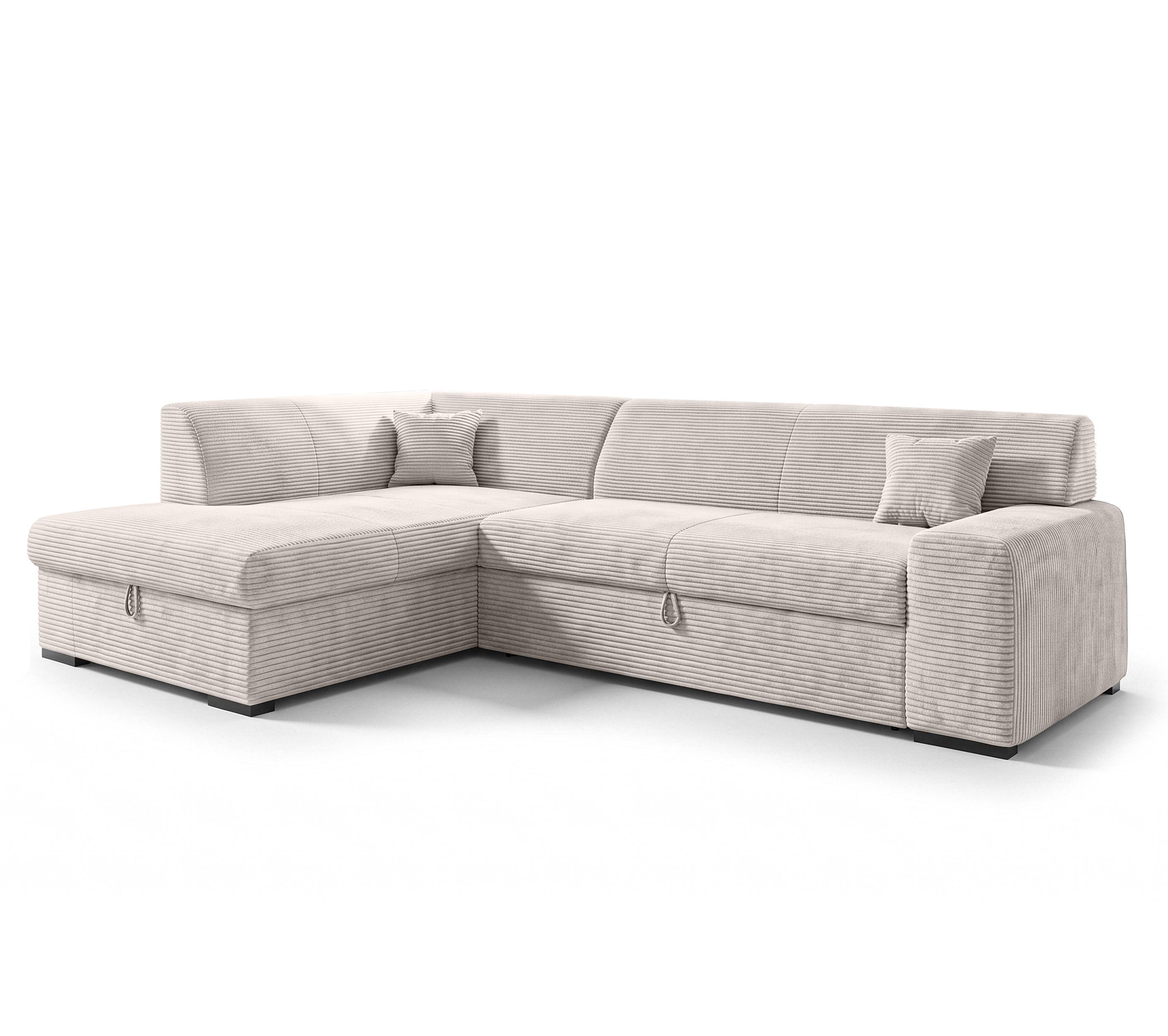 ECKSOFA L Form Minosa Weiß 260/175/71 cm Links mit Schlaffunktion - Schwarz/Weiß, Kunststoff/Textil (260/175cm) - AX Living