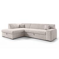 ECKSOFA L Form Minosa Weiß 260/175/71 cm Links mit Schlaffunktion - Schwarz/Weiß, Kunststoff/Textil (260/175cm) - AX Living