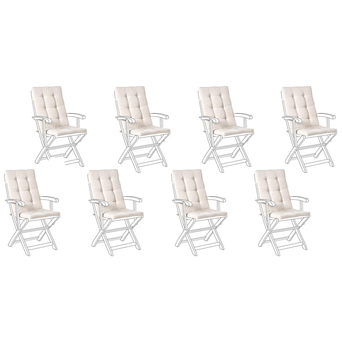 SITZAUFLAGEN 8er-Set Hellbeige 42/95 cm Maui Premium - Beige, Textil (95/5/42cm) - Beliani