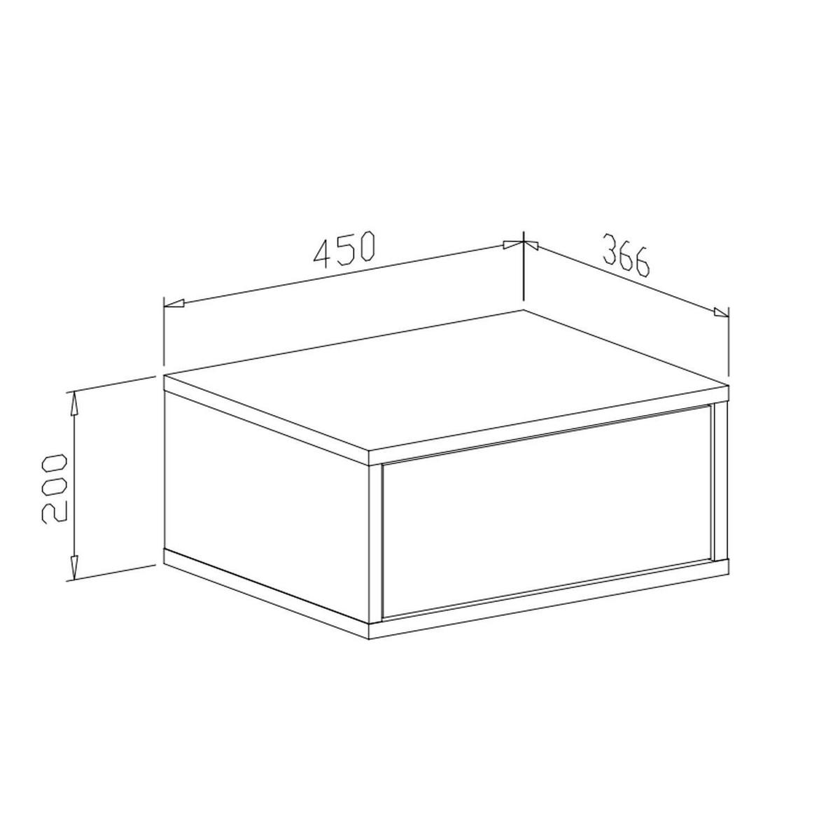 NACHTTISCH BLANCO LOFT Schwarz Hochglanz auf weißem Gestell PUSH OPEN - Schwarz Hochglanz, Holzwerkstoff (45/53/37cm) - Lookway