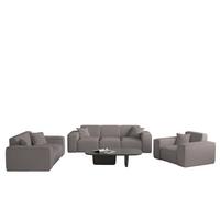 SOFASET Celes Premium 3-2-1 In Ascot - Taupe, Holzwerkstoff/Textil (225/73/88cm) - Fun Möbel