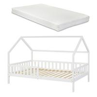 HAUSBETT Ydre mit Matratze - Weiß, Holz (120/200cm) - [en.casa]