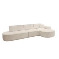 ECKSOFA Ottomane Rechts MARI-L2-v3 - 328x171x83 cm Beige Cord - Beige/Schwarz, Holzwerkstoff/Kunststoff (171/328cm) - ALTDECOR