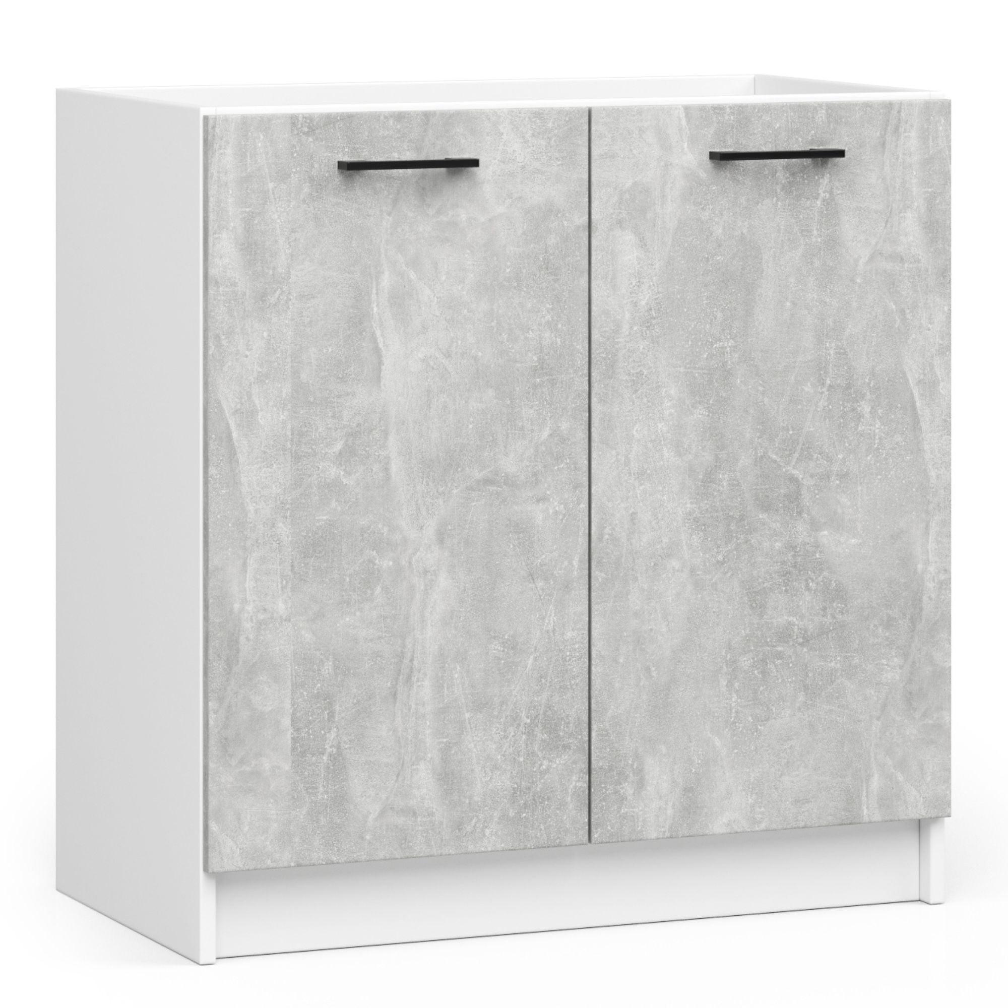 UNTERSCHRANK Weiß, Beton 82/80/46 - Hellgrau/Weiß, Holzwerkstoff (80/82/46cm) - RAUMHIRSCH FURNITURE