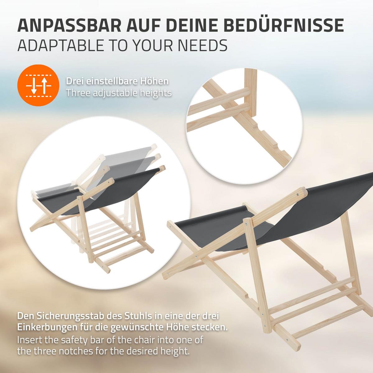 LIEGESTUHL samt Anthrazit 2er Set - Dunkelgrau, Holz (57.5/83/100cm) - ECD-Germany