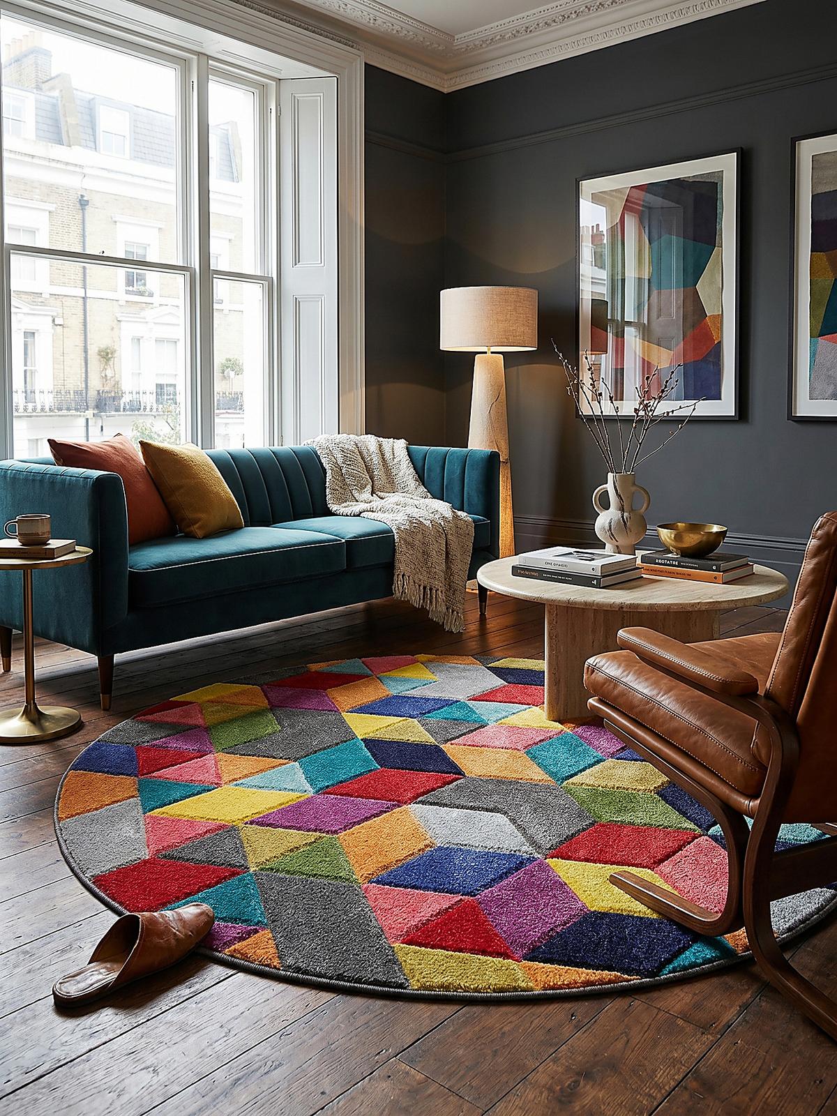 TEPPICH MEON, geometrisch, aus Polypropylen, Bunt, Ø 160 cm - Multicolor, Textil (160/160cm) - KADIMA DESIGN