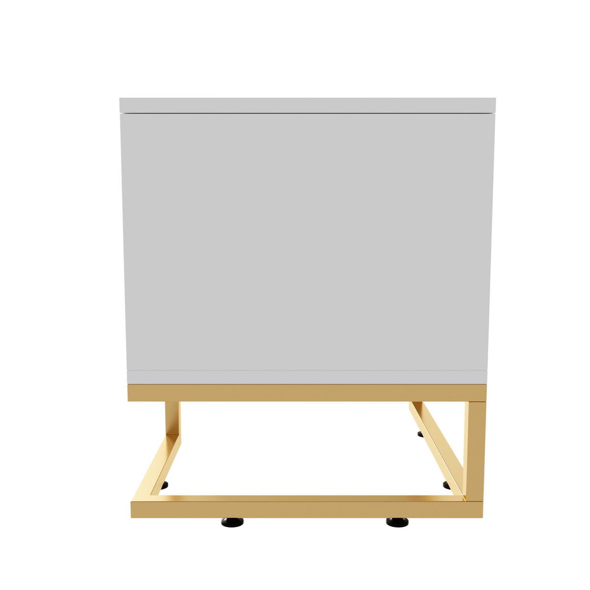 TV-SCHRANK Weiß mit Goldbeinen & 4 Türen Geometrisches Design 170×45 cm - Sonoma Eiche, Holzwerkstoff (170/46/40cm) - Urban Meuble