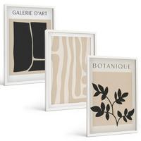BILDER SET 3er Set - 40x60 cm Weißer Rahmen - Abstrakte Pflanzenformen - Weiß, Kunststoff (40/60cm) - TULUP