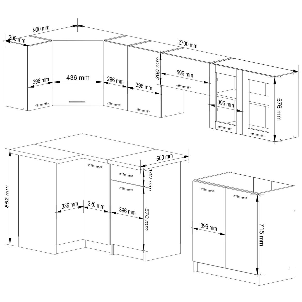 KÜCHENLEERBLOCK Weiß 203/300/46 - Weiß, Holzwerkstoff (300/203/46cm) - RAUMHIRSCH FURNITURE