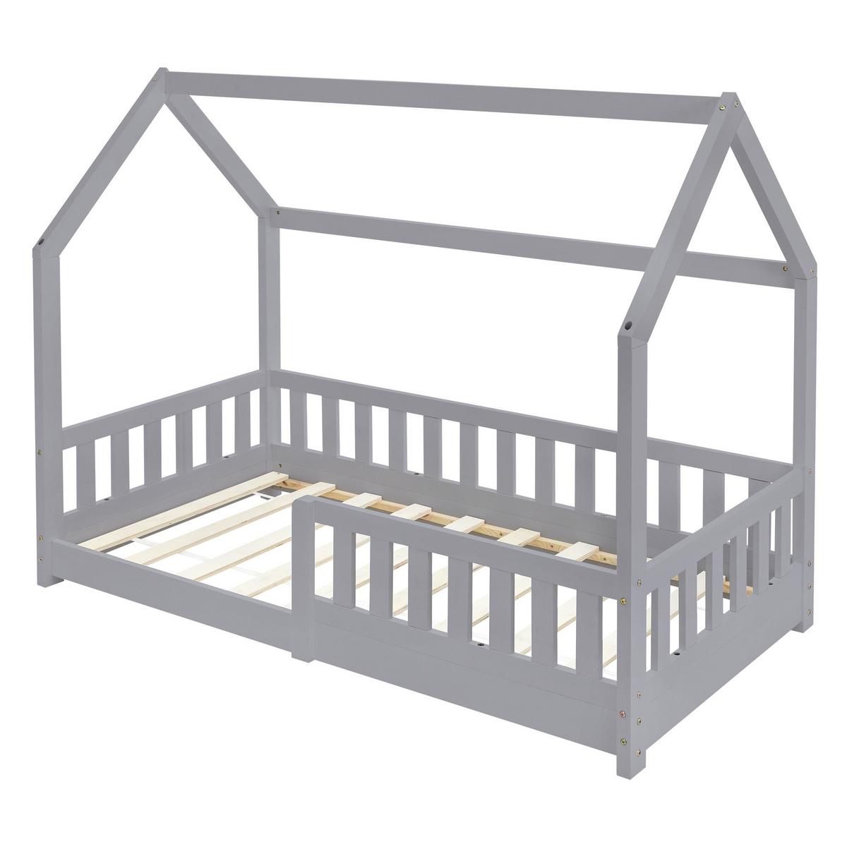 KINDERBETT mit Dach 80x160 cm Hellgrau - Hellgrau, Holz (80/160cm) - ML-DESIGN