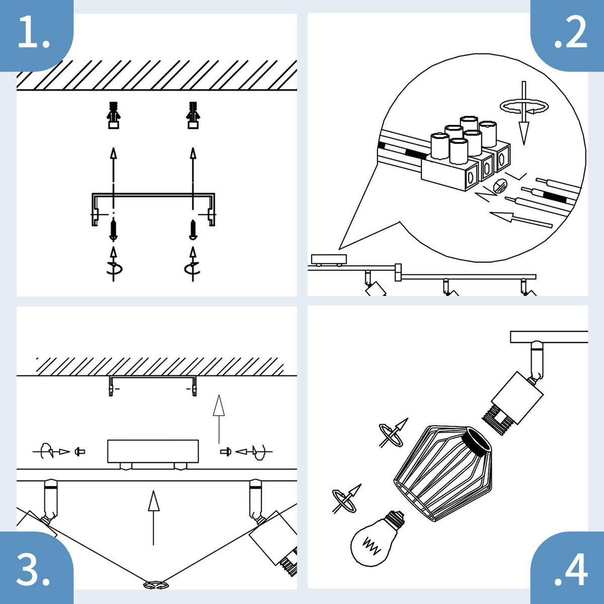 DECKENSTRAHLER Franziska 6-flammig 122/20/10 cm - Weiß, Metall (122/20/10cm) - Nettlife