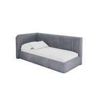 EINZELLBETT Jugendbett mit Bettkasten, Rechts - AURY 100x200 Grau - Blaugrau, Holzwerkstoff/Textil (100/200cm) - ALTDECOR
