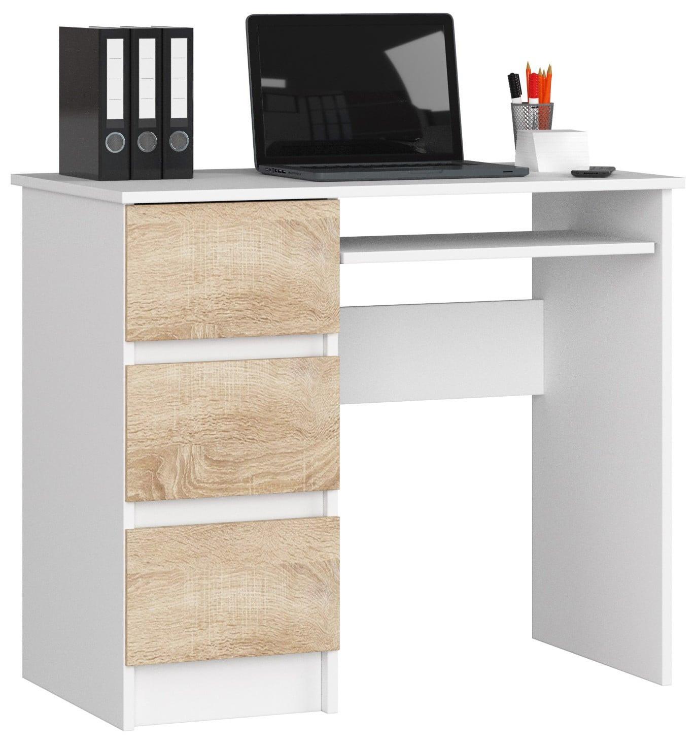 SCHREIBTISCH Weiß, Eiche Sonoma 77/90/50 - Weiß, Holzwerkstoff (124/85/77cm) - RAUMHIRSCH FURNITURE