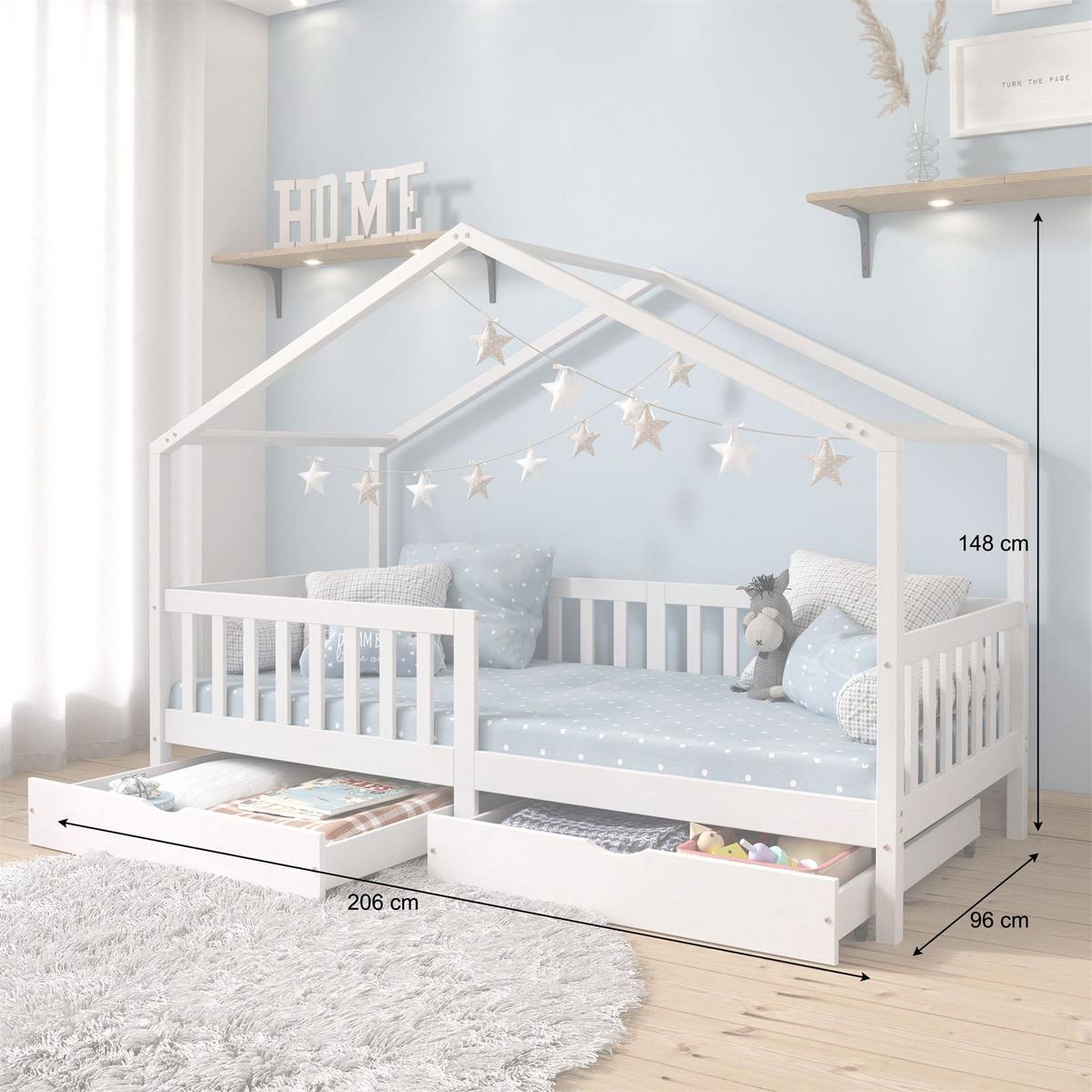 HAUSBETT ELEA 90X200 CM - Weiß, Holz (96/148/206cm) - IDIMEX