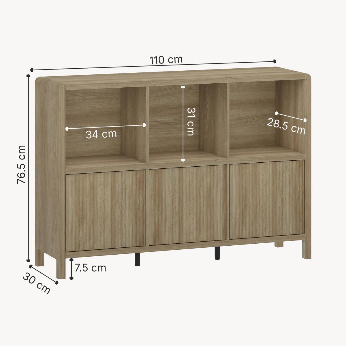 SIDEBOARD Lukkodso - Wildeiche, Holzwerkstoff (110/76.5/30cm) - [en.casa]