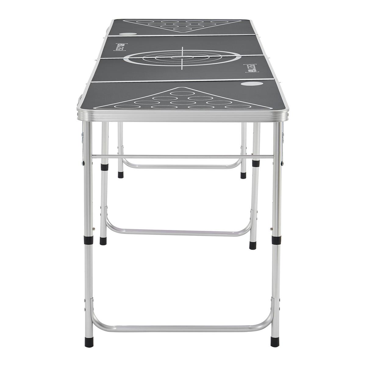 BIERPONGTISCH Ibiza - Silberfarben/Schwarz, Holzwerkstoff/Metall (60/240/70cm) - [en.casa]
