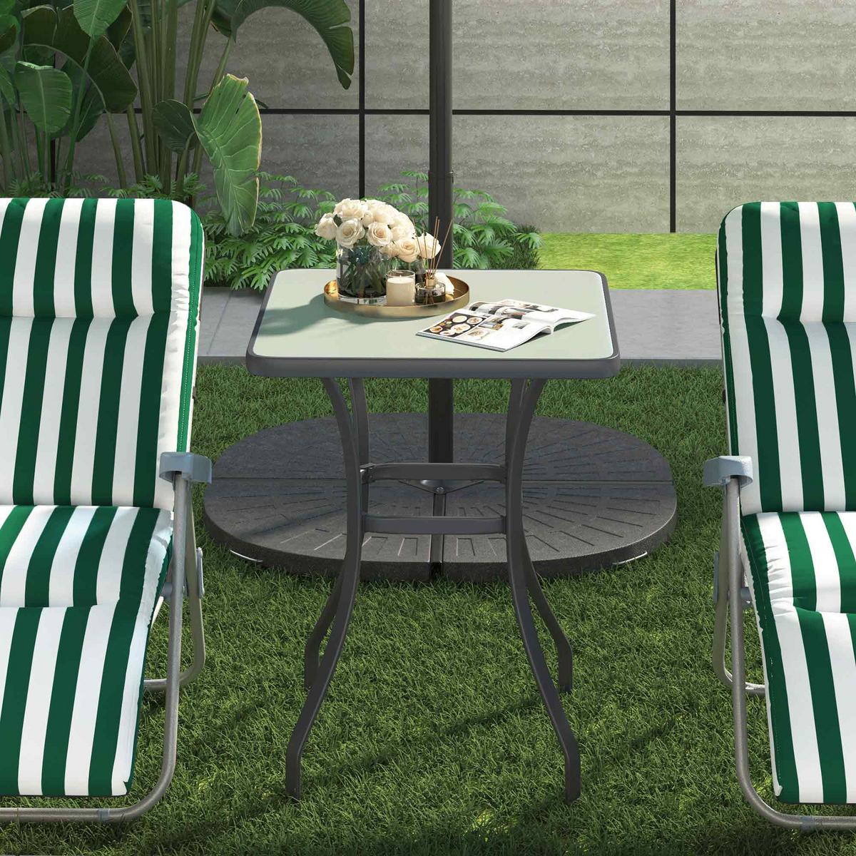 GARTENTISCH, Metall, Hartglas, Schwarz - Schwarz, Metall (68.5/68.5/84cm) - Outsunny