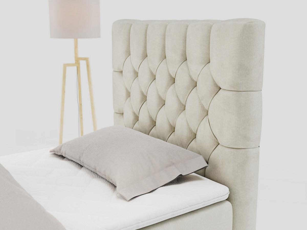 BOXBETT PERA 90/200 Beige Velvet - H4 - Rechts Seite - Beige, Holz/Textil (90/200cm) - MKS