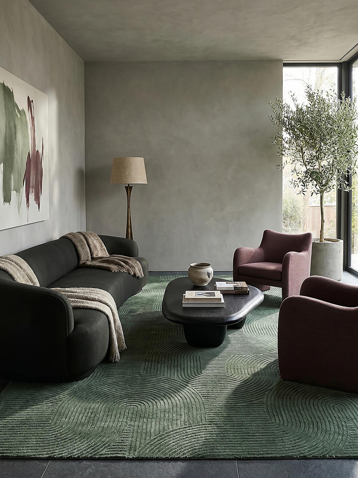 KURZFLORTEPPICH Antirutsch Geometrisch DALAR Polypropylen Waldgrün 120 x 160 cm - Grün, Textil (120/160cm) - KADIMA DESIGN