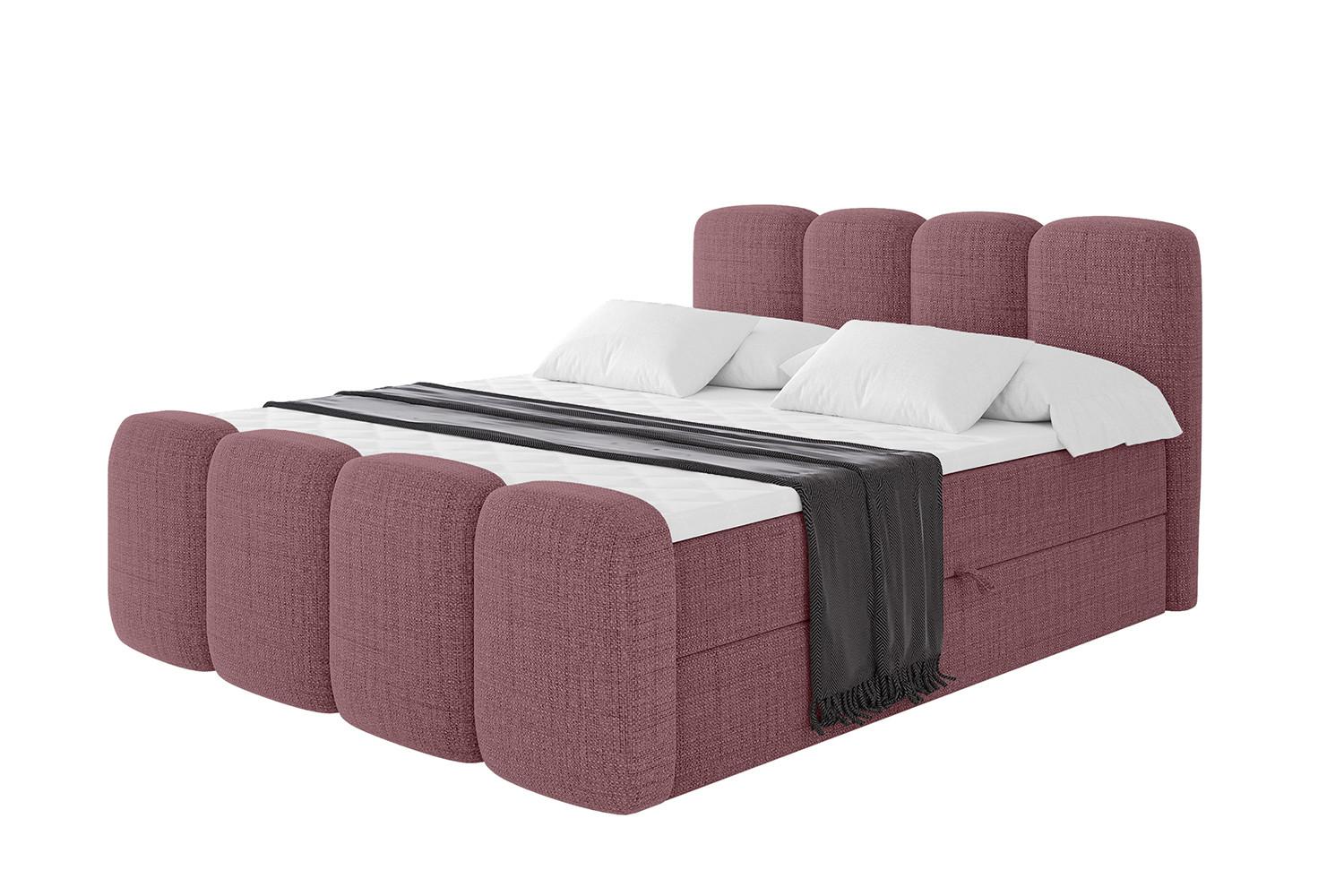 BOXBETT mit Matratze H4 und Lattenrost - NINA-Z - 140x200 cm Aragon - Altrosa - Pink, Holzwerkstoff (140/200cm)