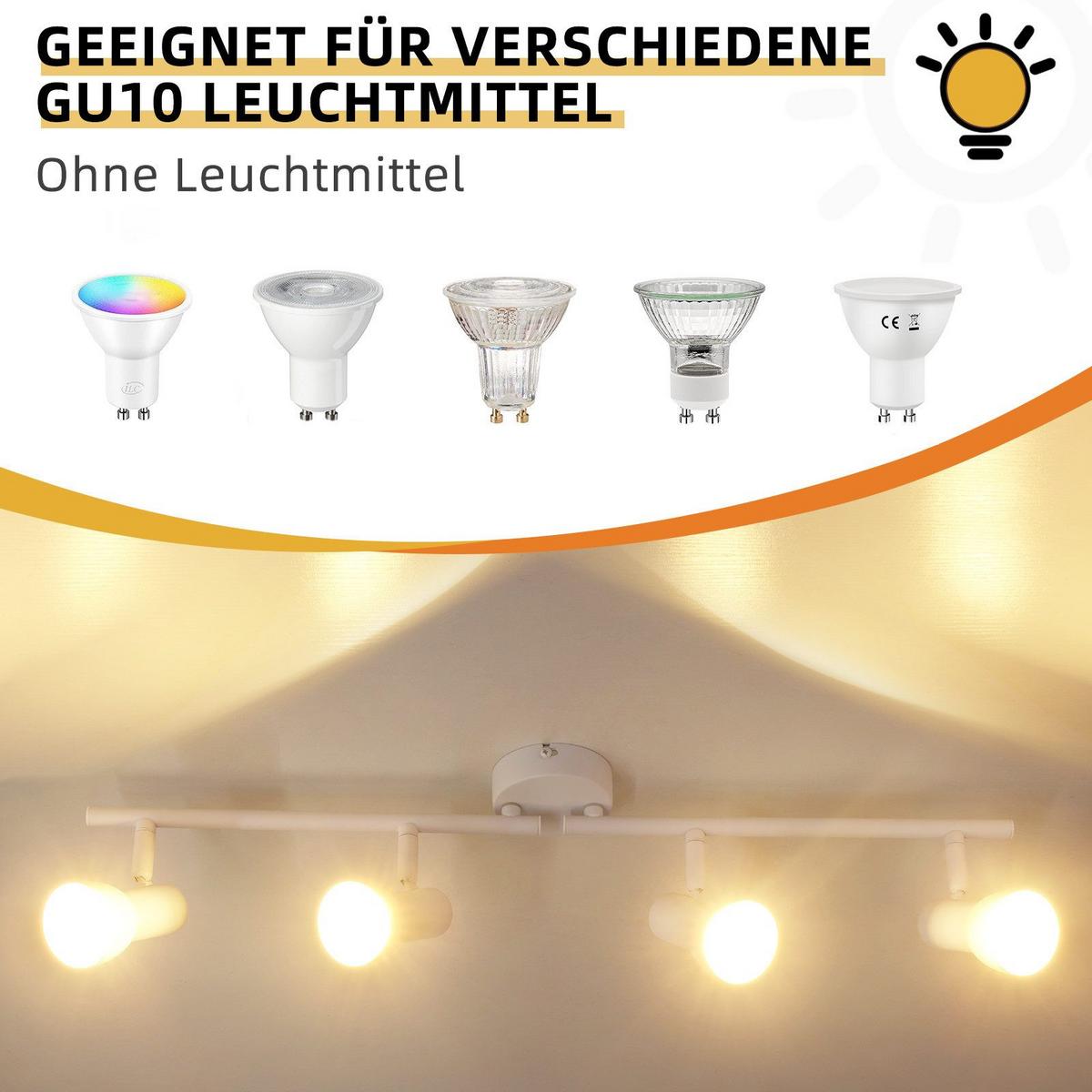 DECKENSTRAHLER Wärmeaura 4-flammig 60.5/8/16.5cm - Weiß, Metall (60.5/8/16.5cm) - Nettlife