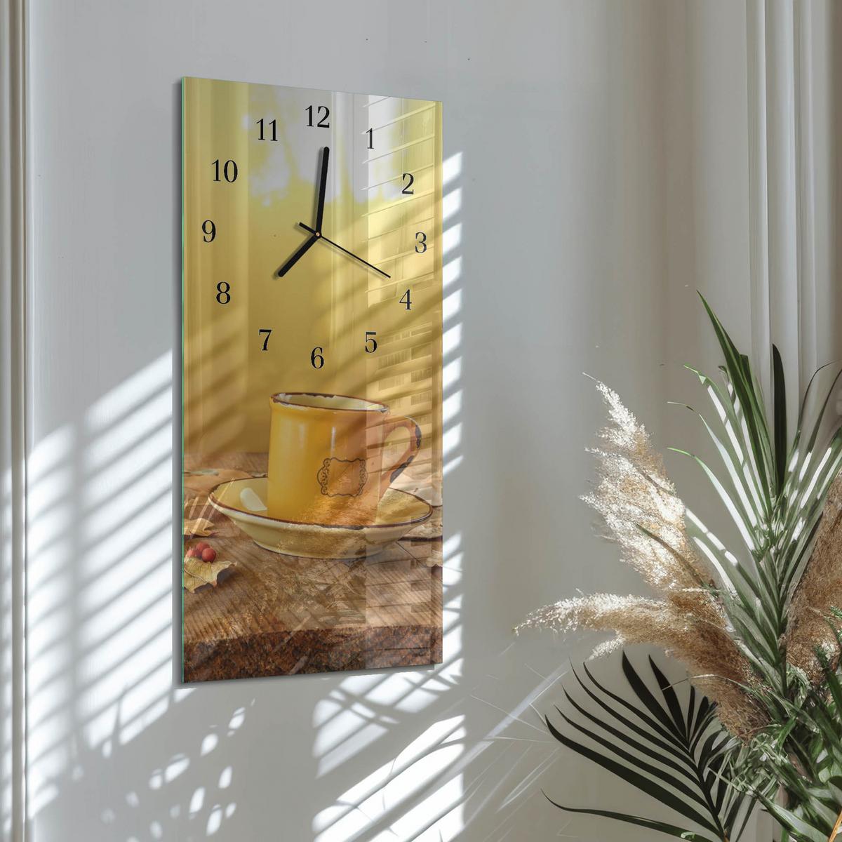 WANDUHR aus Glas 30x60 cm - Tasse - Goldfarben, Glas (30/60/0.4cm) - TULUP
