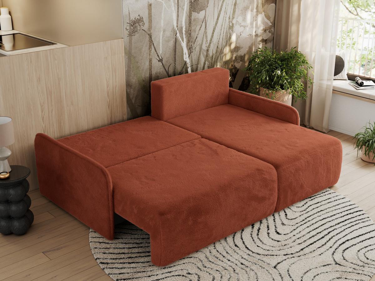 ECKSCHLAFSOFA ARPA L Orange Plüsch - rechts - Schwarz/Orange, Kunststoff/Textil (150/198cm) - MKS