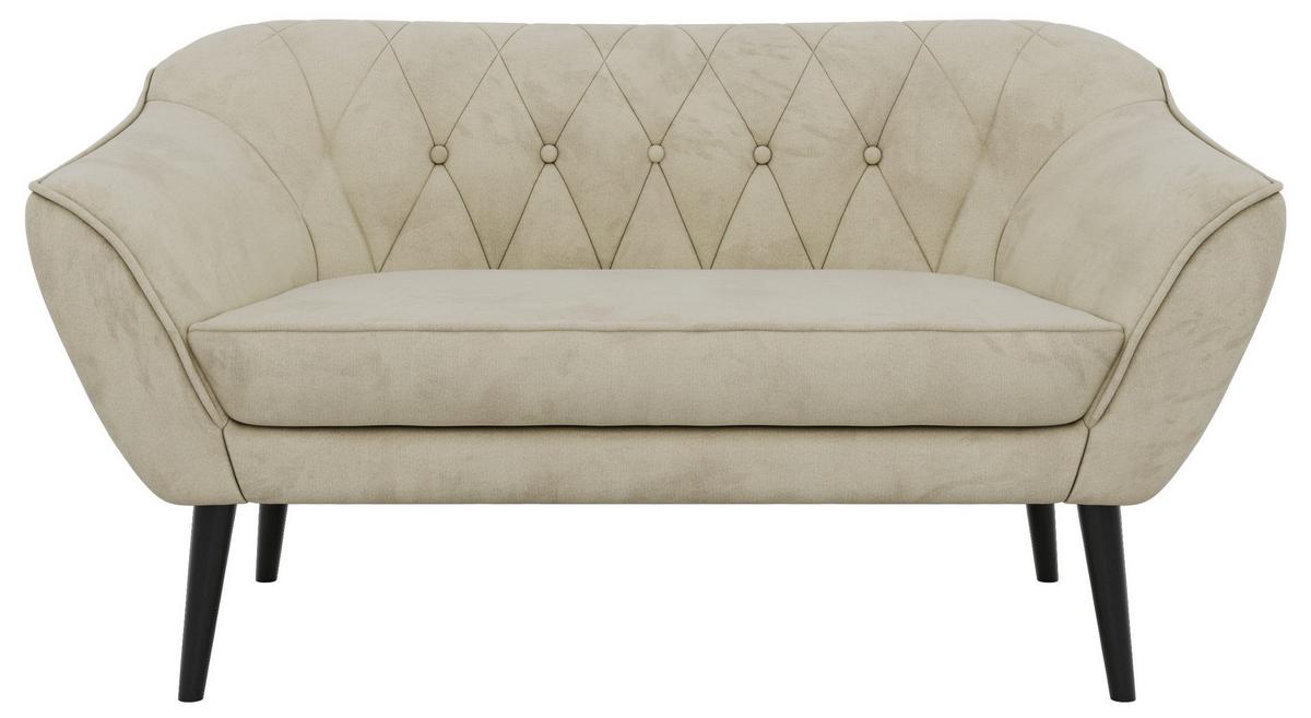 2-SITZER-SOFA PIRS - Beige Velvet - Schwarze Beine - Beige/Schwarz, Holzwerkstoff/Textil (140/75/74cm) - MKS