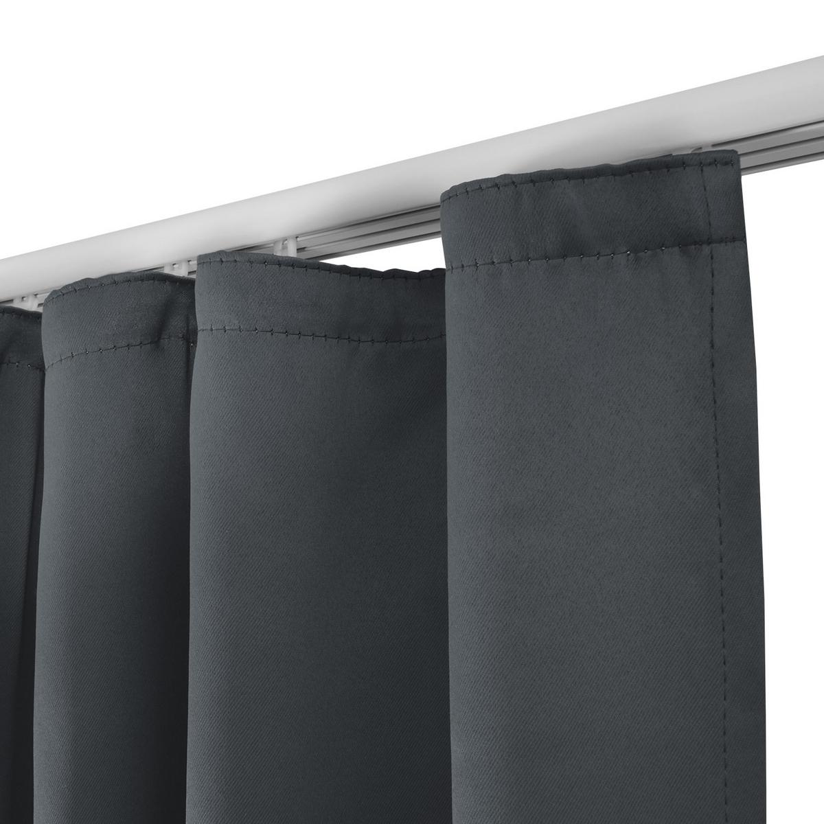 VORHANG Amelie BK mit Kräuselband 140x245cm Anthrazit (2tlg) - Anthrazit, Textil (140/245/1cm) - Beautissu 