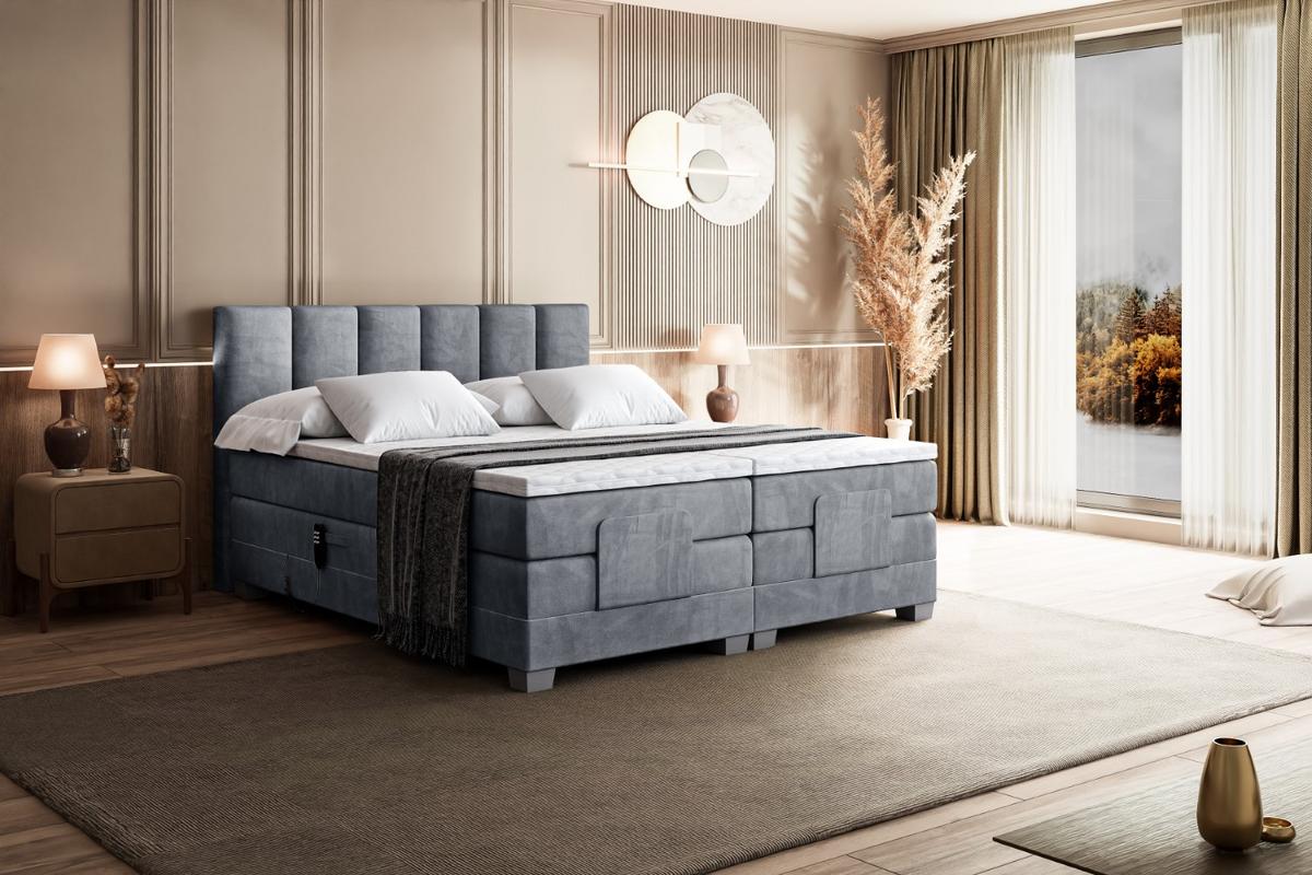 BOXSPRINGBETT elektrisch verstellbar mit 2 Matratzen H4/Taschenfederung AMEL EL 160 x 200 Hellgrau - Hellgrau, Holzwerkstoff (167/200cm) - ALTDECOR