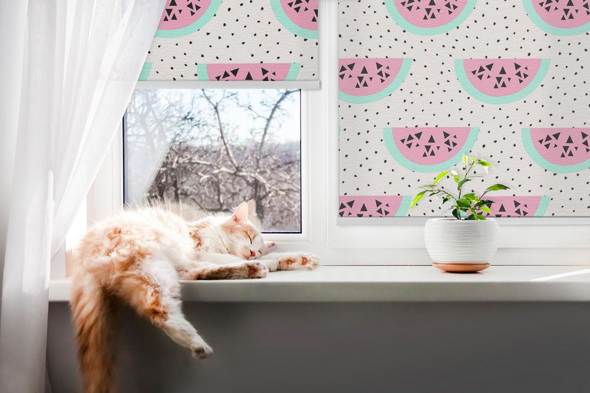 INNENROLLO - Fensterrollo - Rollo - 70x140 cm - Wassermelone - Pink, Kunststoff (70/140/0.5cm) - TULUP