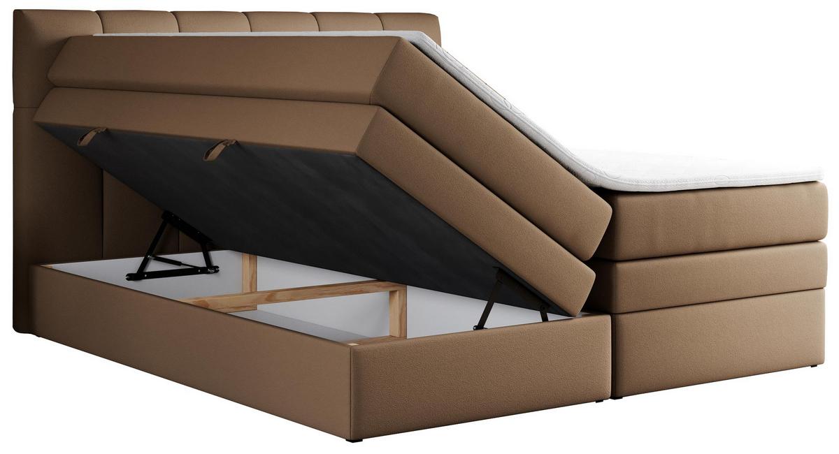 BOXSPRINGBETT ALVIN KING 120/200 Braun Kunstleder - H4 - Braun, Holz/Textil (120/200cm) - MKS