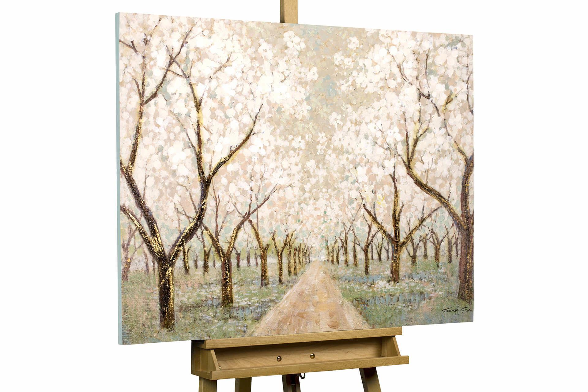 ACRYLBILD HANDGEMALT 100/75 cm - Weiß/Braun, Holz/Textil (100/75cm) - KUNSTLOFT