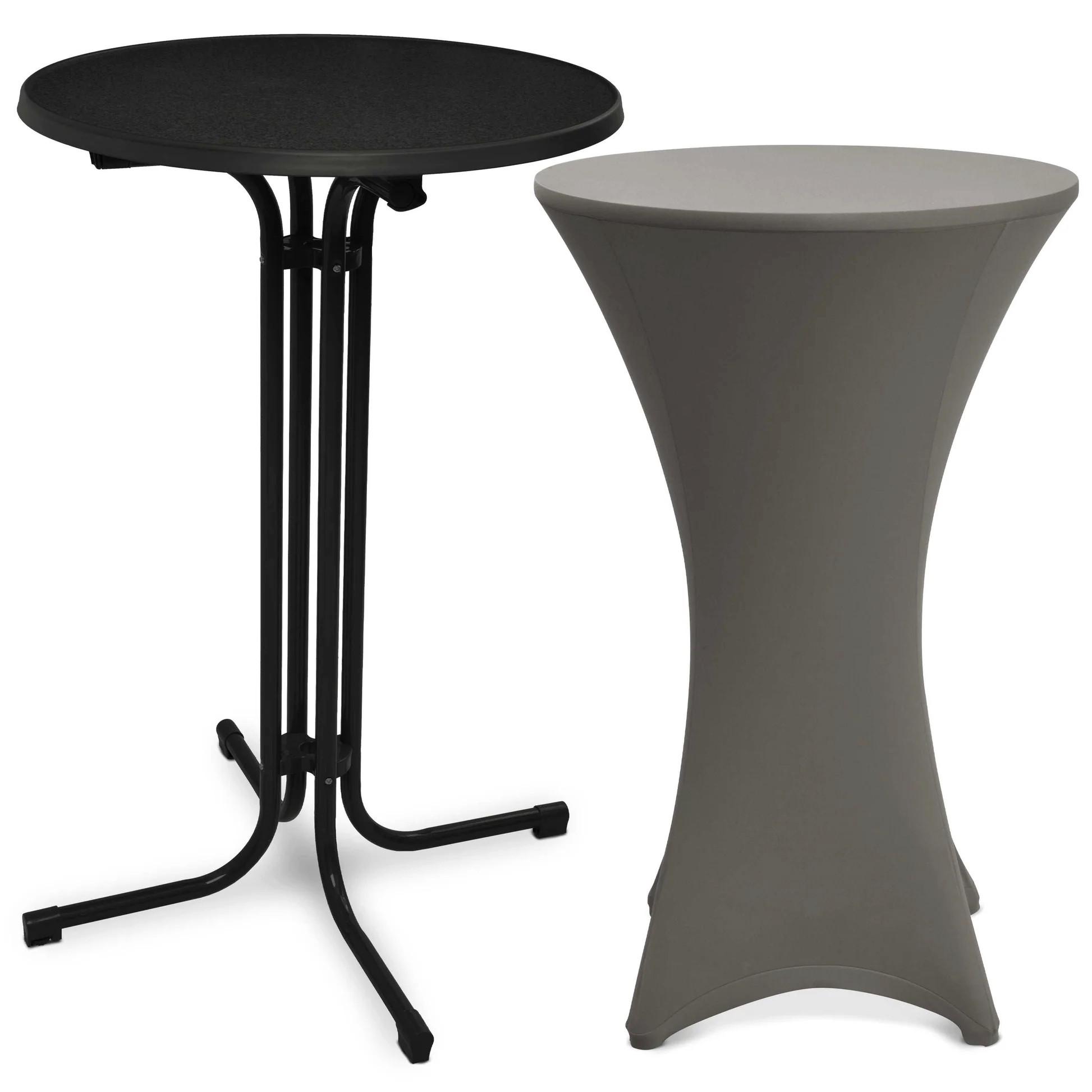 STEHTISCH Bellini Ø 70cm Schwarz mit Stella Stehtischhusse Ø 70cm Anthrazit - Anthrazit, Metall (70/70/110cm) - Beautissu 