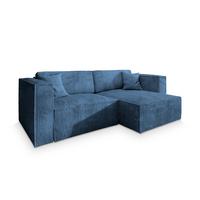 ECKSOFA NERIO P Blau Kordstoff mit Schlaffunktion - Blau/Grau, Holz/Kunststoff (245/148cm) - MASSENO