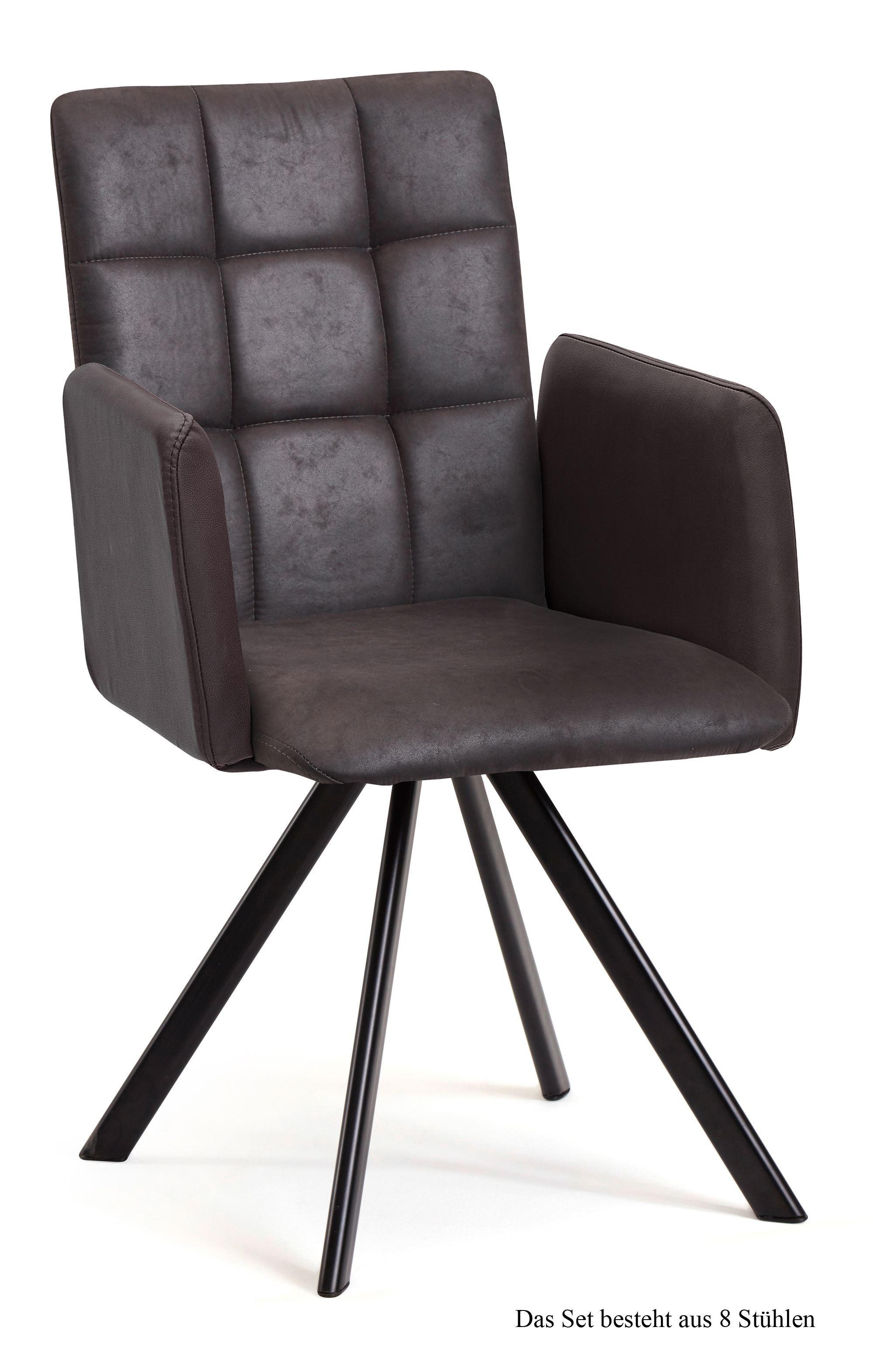 ARMLEHNSTUHL drehbar (8er-Set) Despo 52x91x60 Schwarz/Espresso - Dunkelbraun/Schwarz, Kunststoff (60/91/52cm) - 58aufmkessel