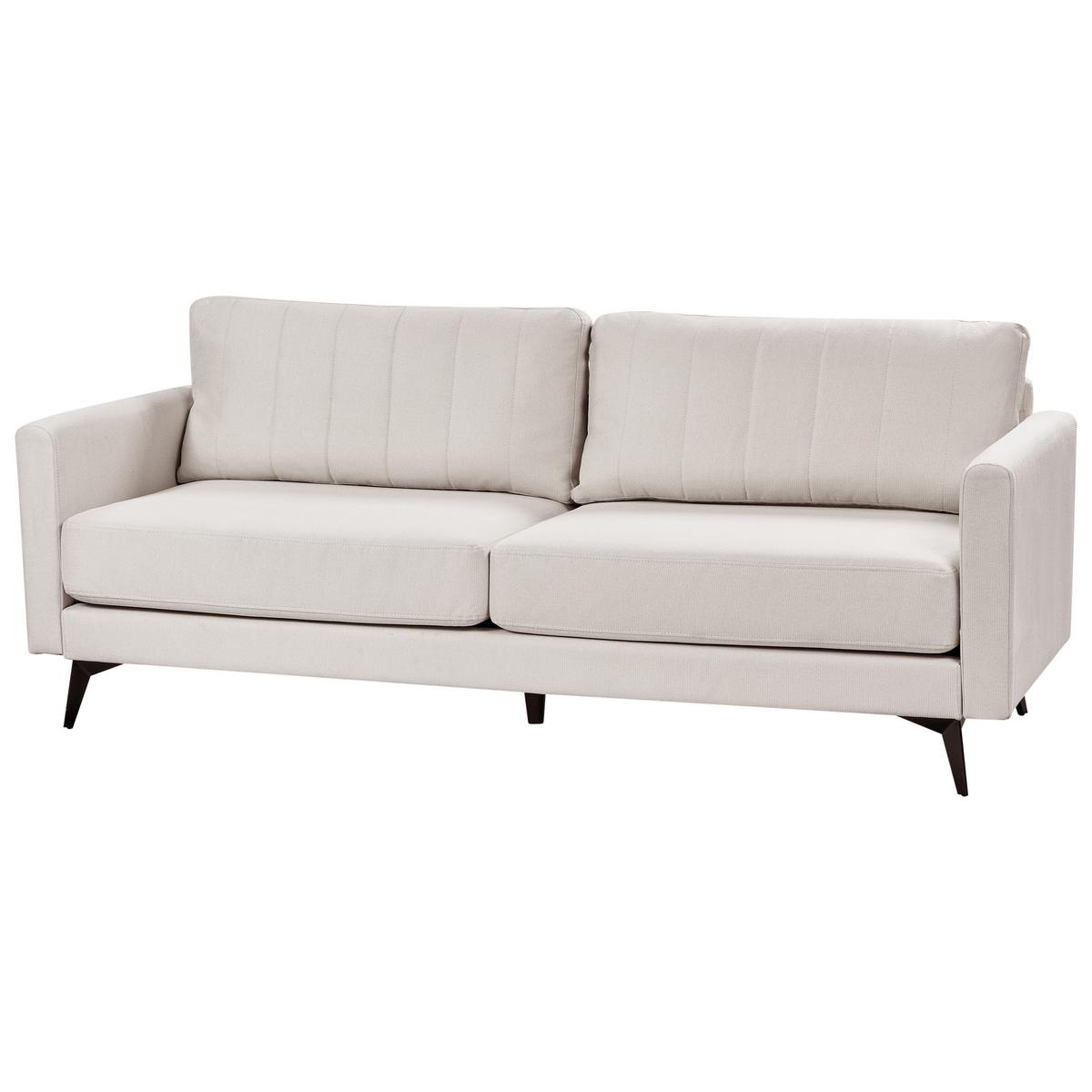 3-SITZER-SOFA Stoff Hellbeige Mala - Beige, Textil (205/82/76cm) - Beliani