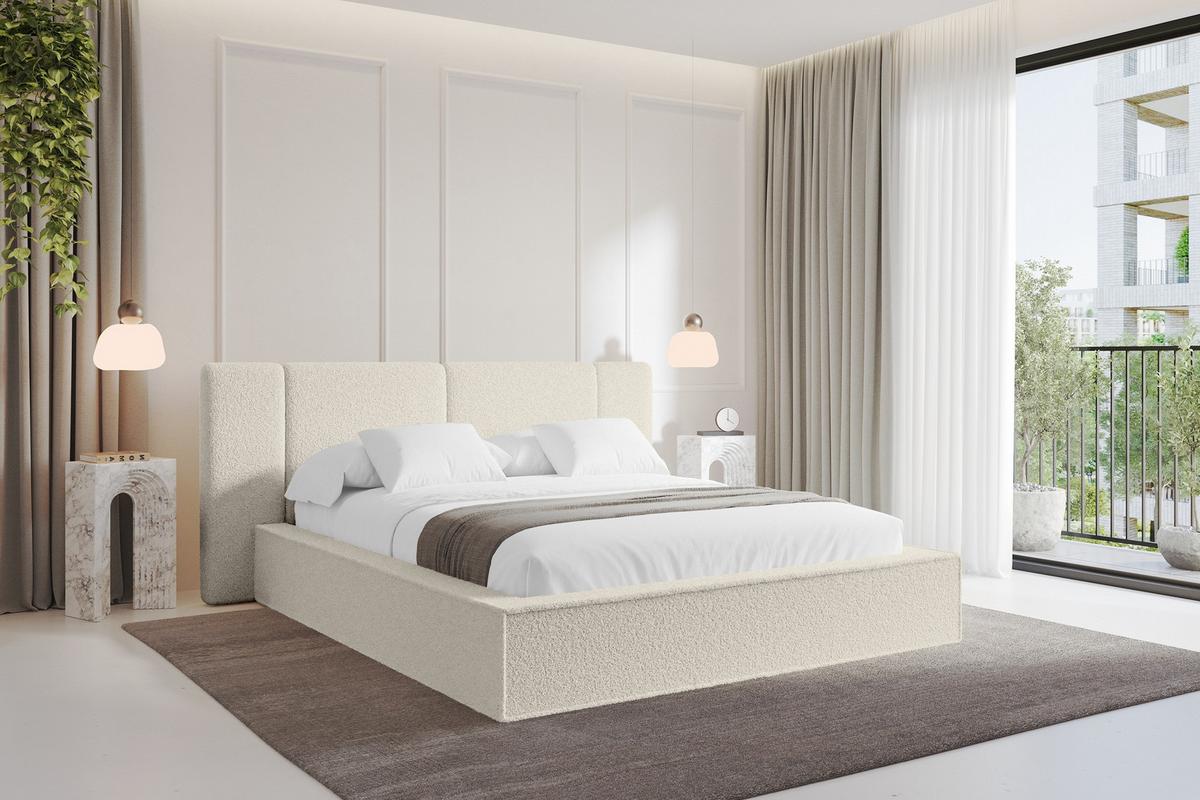 POLSTERBETT mit Bettkasten und Lattenrost, Bett mit Matratze H3/H4 - RIVO 120x200 Beige - Champagner, Holzwerkstoff/Textil (120/200cm) - ALTDECOR