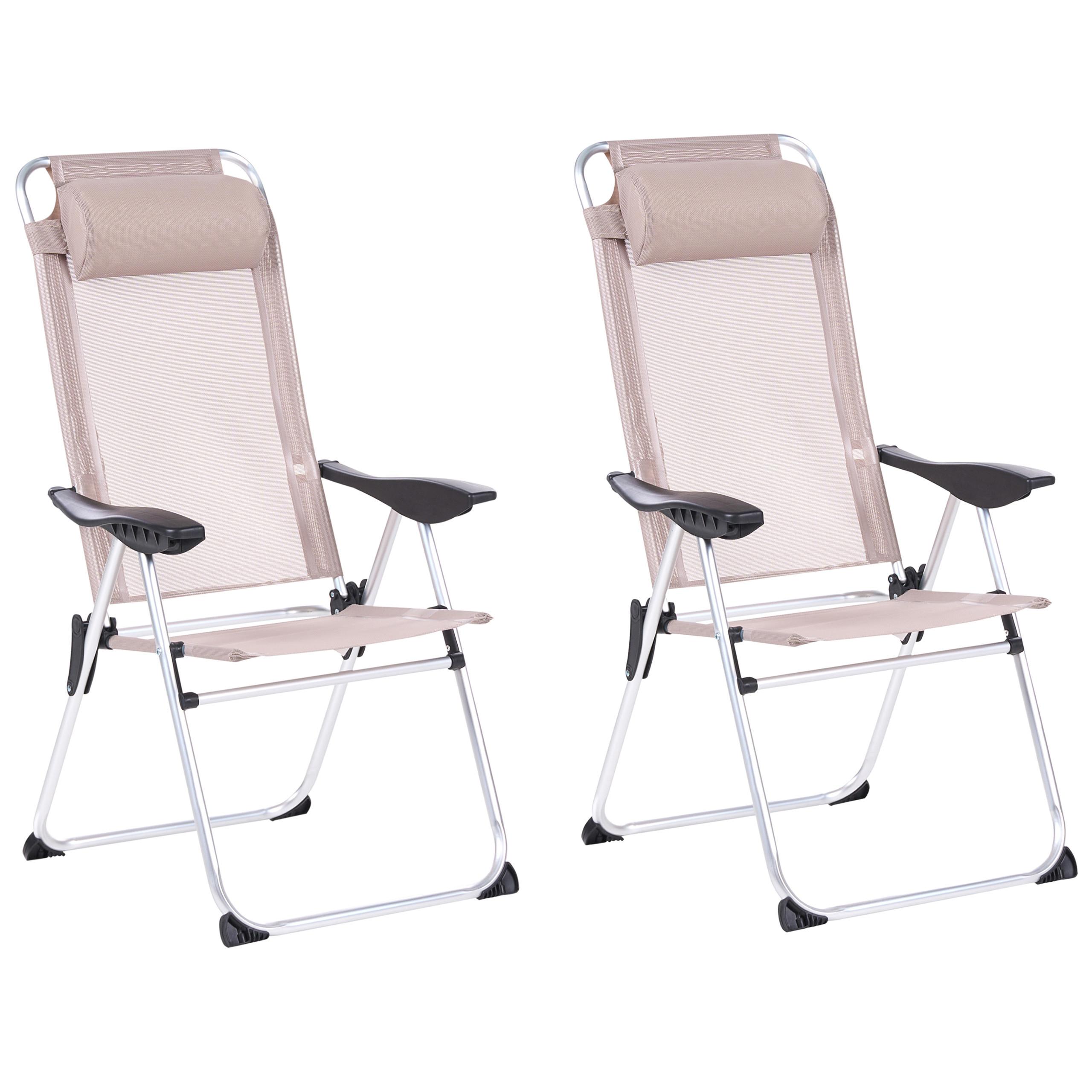 GARTENSTUHL 2er-Set klappbar Metall Beige Asine - Beige, Metall (52/108/59cm) - Beliani