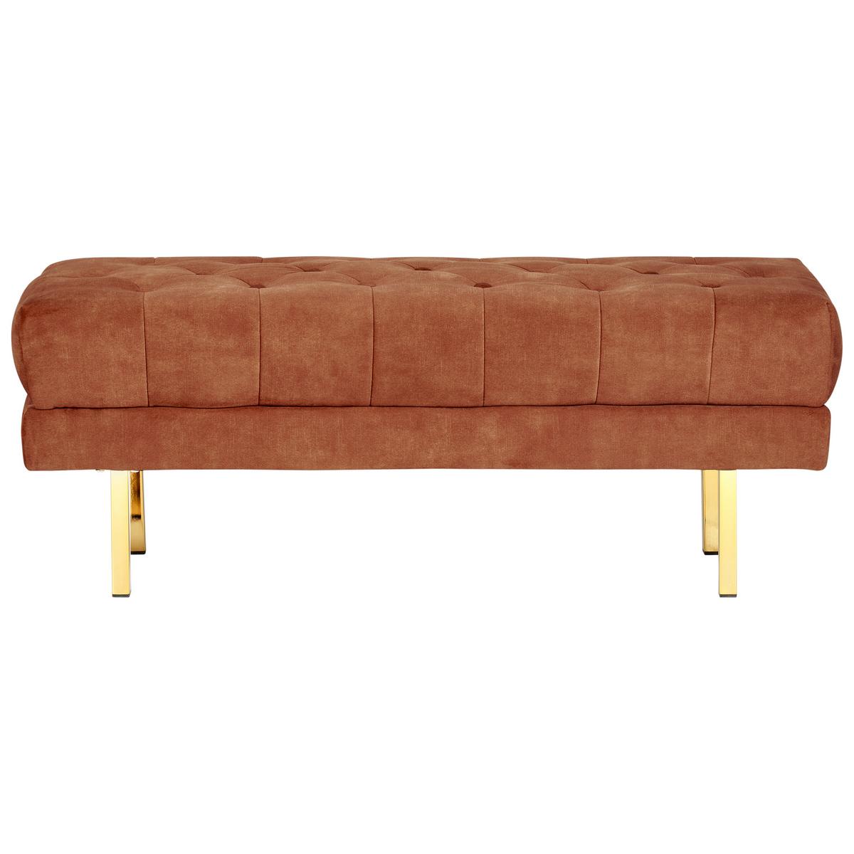 POLSTERBANK Samtstoff Dunkelrot Roseville - Dunkelrot, Textil (117/44/40cm) - Beliani