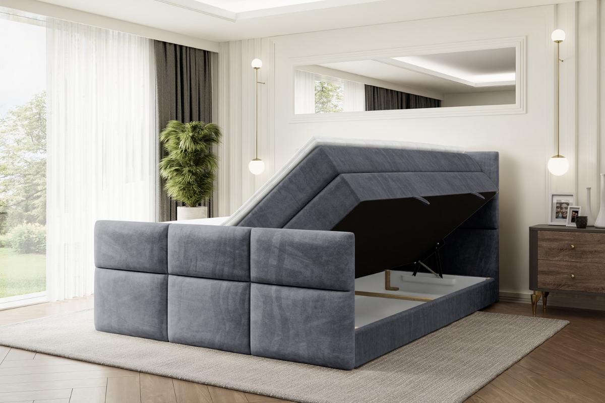 BOXSPRINGBETT OHIO-Z KING - 200x200 - H3/H4 - Dunkelgrau - Dunkelgrau, Holzwerkstoff (200/200cm) - ALTDECOR