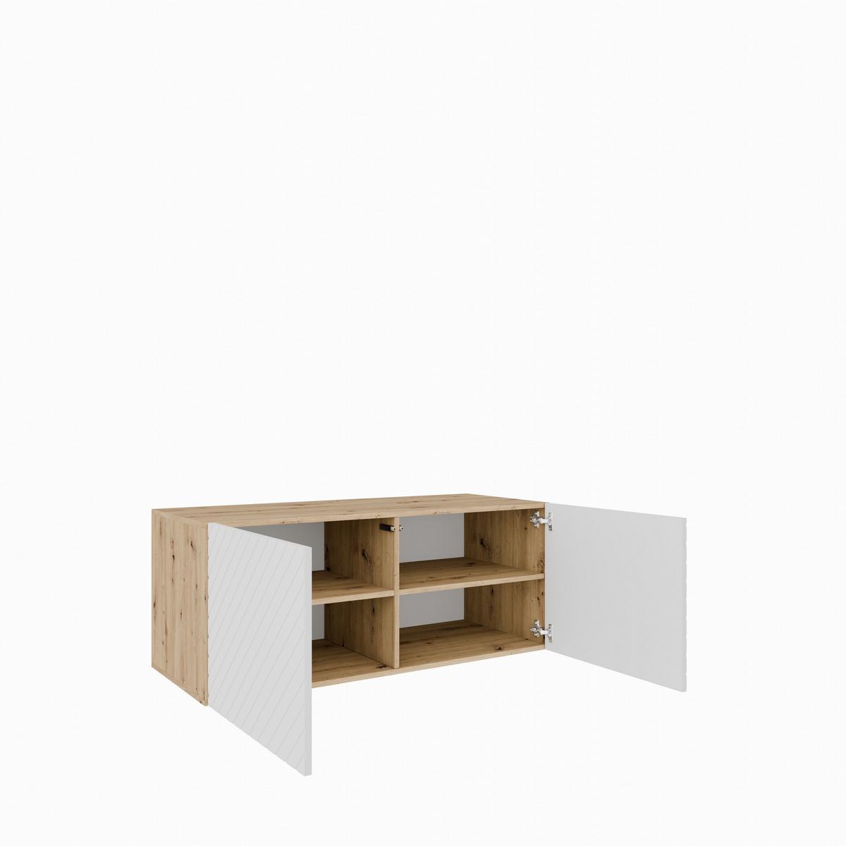 LOWBOARD CAVA 100/41/40 cm, Hängender TV-Schrank Eiche Artisan - Weiß/Eiche Artisan, Holzwerkstoff (100/41/40cm) - MASSENO