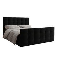 BOXBETT Orchido 140/200 cm in Schwarz – mit Bettkasten + TOPPER - Schwarz, Holz/Holzwerkstoff (140/200cm) - AX Living