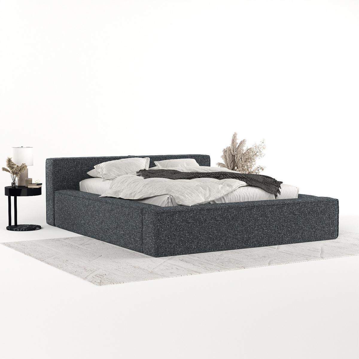 POLSTERBETT Casto mit Stauraum 140/200 cm Grau im Blur Stoff - Schwarz/Naturfarben, Holz/Holzwerkstoff (140/200cm) - AltaBeds
