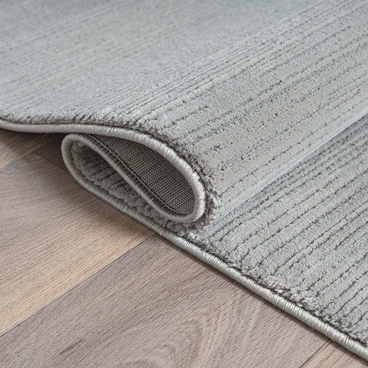 TEPPICH Kurzflor KASOS Waschbar Gestreift Polyester Grau 120 x 170 cm - Grau, Textil (120/170cm) - KADIMA DESIGN