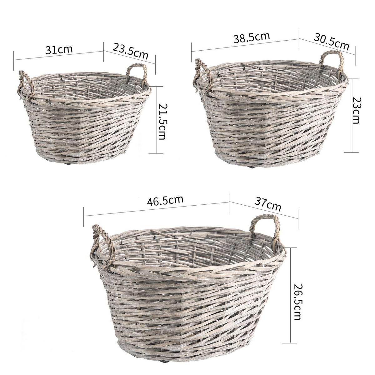 WEIDENKÖRBE JUNAN 3er Set grau - Grau, Naturmaterialen (46/25/37cm) - CARO-Möbel