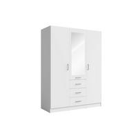 DREHTÜRENSCHRANK NEVARIS 150,5/200,5/58cm 3-türig mit Spiegel Weiß - Weiß, Holzwerkstoff (150.5/200.5/58cm) - MASSENO