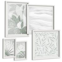 BILDER SET 5er Set - 50x50 cm & 20x30 cm & 40x60 cm Weißer Rahmen - Meeresarchitektur Griechenlands - Weiß, Kunststoff (40/60cm) - TULUP