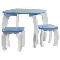 HOCKER und TISCH, 96x48x42cm, 3-tlg. - Blau, Holzwerkstoff (96/42/48cm) - Wanderlust